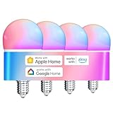 sailsco Matter Alexa Glühbirne Smart Lampe E14,WLAN Lampe LED Kompatibel mit Siri/Alexa/Google Home,Dimmbar Warmweiß-Kaltweiß und Mehrfarbige Birne,Kontrolle durch APP,Kein Hub Benötigt,470LM,4 Stück