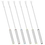 BOHUIZ 6 Stück Edelstahl Fonduegabeln, 24 cm Spieße Fondue Gabel mit Hitzebeständigem Griff Fondue Spieße für Käse, Schokolade, Obst, Gemüse, Marshmallows, Fleisch