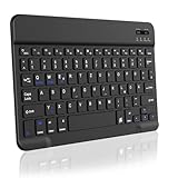 aoub Kabellose Tastatur mit deutschem QWERTZ Layout für iPad Pro/Air/Mini/iPad 11/10,9/10,5/10,2/9,7 Zoll/Samsung, Tablet, Android, Smartphones, Schwarz