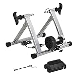 HOMCOM Rollentrainer Fahrradtrainer Fahrrad Heimtrainer Fahrrad Übung Magnetbremse klappbar verstellbar 26'-28' oder 700C Stahl Silber 54,5 x 47,2 x 39,1 cm