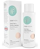 Enzym Peeling Gesicht mit Hyaluron (100% Veganes Enzym Powder) - Sanfte, porentiefe Gesichtsreinigung für glatte Haut, zum Poren verkleinern und gegen Akne & Pickel - Enzympeeling für alle Hauttypen