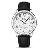 HANPOSH Uhren Herren Herren Uhr Analog Quarz Uhren für Männer Wasserdicht Armbanduhren Mode Business Uhr mit Datum Leder Band