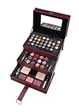 61 teiliges Exclusives Beautycase Schminkkoffer in Leder-Optik wine red