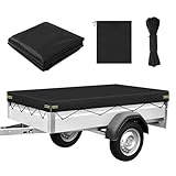 Corpower Anhänger Plane 214x122x13cm inkl. Planenseil, Anhängerplane Flachplane aus 420D Oxford Material, Abdeckplane für Anhänger, Wasserfest Winddichte Sonnenschutz, für 750kg PKW Hänger
