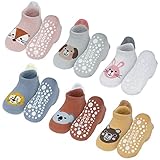 Vicloon Rutschfeste Socken für Baby, 6 Paar Baby Socken Baumwolle, Kleinkind , kurz Kinder Anti Rutsch SockenKinder Anti Rutsch for Babies Toddlers and Kids