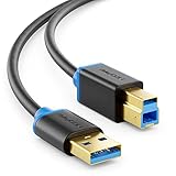 deleyCON 3,0m USB 3.0 Super Speed Kabel USB A-Stecker zu USB B-Stecker Datenkabel bis zu 5 Gbit/s für z.B. Drucker Scanner Multifunktionsdruckern Schwarz