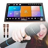 Tragbares Karaoke-System mit Touchscreen, Dual Wireless Mikrofone, Online-Streaming für Home Entertainment