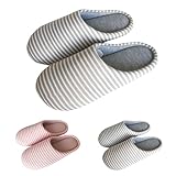 TDEOK Hausschlappen Damen Stoff-Pantoffeln Vorne Geschlossen Hausschuhe Winter Warme Haus Slides Drinnen Und Draussen Schlappen Herren Damen Paare Slippers Kuschelige Bequem Heimschuhe