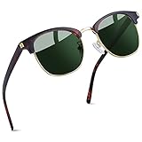 Joopin Retro Halbrahmen Sonnenbrille Herren Grün Polarisiert UV400 Schutz Große Sonnenbrille Damen Rechteckig Polarized Sunglasses Unisex für Autofahren Reisen Angeln(Grün G15)