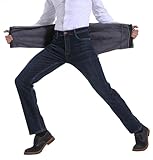 ziilay Thermojeans Herren Thermohose Schneehose gefütterte Winterhose Winterjeans mit Fleece gefüttert Hosen 6557HBL34W32L