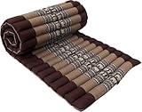 GURU SHOP Rollbare Thaimatte, Bodenmatte mit Kapokfüllung - Braun/Hellbraun, 4x55x180 cm