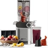 Anybear Entsafter, 200W Slow Juicer Kaltentsafter mit 110 mm großem Einfüllschacht für ganze Früchte/Gemüse | Upgraded Schnecke | Tritan-Material | BPA-frei | Inkl. Saftrezepte (Silber)