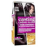 L'Oréal Paris Coloration ohne Ammoniak und ohne Silikone, Pflegende Intensivtönung mit Glanz-Reflex-Balsam, Casting Crème Gloss Haarfarbe, Nr. 316 Dunkle Kirsche, 1 Stück