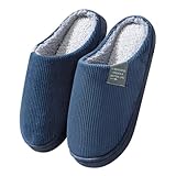 Famzuneu Lammfell Hausschuhe Damen, Hausschuhe Damen Plüsch Winter Pantoffeln Herren Warm Leicht Filzpantoffeln Frauen Bequeme Filz Slippers Unisex Blau