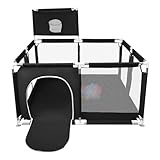Laufstall Baby Faltbar,laufgitter Baby Mit Matratze for Includes 50 Balls, Easy to Clean (Schwarz)