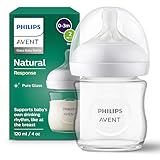 Philips AVENT Babyflasche Natural Response aus Glas - 120 ml Babyflasche, BPA-frei für neugeborene Babys ab 0 Monaten (Modell SCY930/01)