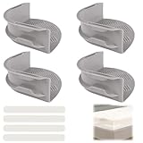 Orixo Spannbettlakenhalter 4er Set, Bettlakenhalter mit Verschlussstreifen, Bettlaken Halter Gegen Verrutschen, Bettlakenspanner, Spannbetttuchhalter für Ecken, für alle Matratzengrößen (Grau)