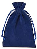 | 6 Samtsäckchen, Größe 15x10 cm, Samtbeutel-Geschenkverpackung, Schmuckbeutel, Hochzeit, Adventskalender, Nikolaus, Weihnachtsverpackung (blau)