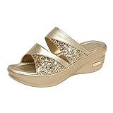 Meggsnle Slides Damen Dicker Sohle Sommerhausschuhe Sommer Munchen Schuhe Coole Hausschuhe Elegant mittelgroße Plateau Schuhe Vintage Barfußsandalen Classic Slipper