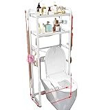Das Regal über der Toilette ist ein bodenstehendes, mehrschichtiges Regal, das stabil und tragfähig ist und für Toilettenwaschmaschinen geeignet ist (weiße Doppelschicht).