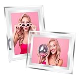 XTDMJ 2er Set Bilderrahmen 13x18 cm, Silber Glasbilderrahmen Modern für Baby Familienfotos und Hochzeitsfotos