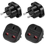 2 Stück Reiseadapter, UK auf DE Adapterstecker, Adapter UK auf EU, UK auf DE Reisestecker, 3-polig UK Reiseadapter auf 2-polige EU-Steckdose für Frankreich, Irland, Niederlande, Polen, Schweden