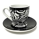 Porsche Espressotasse 919 Hybrid Prototyp Erl König, Espressotasse mit Unterteller Limited, aus Porzellan, Sammeltasse, Tasse, Espresso Tasse, Automarke, Espresso Becher, Schwarz/Weiß