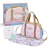 BABY Born Wickeltasche - Puppenwickeltasche mit Blumen-Design - Inkl. Wickelunterlage, Windel & Puderdose - Hochwertiges Puppenzubehör - Für Puppen der Größe 36 cm & 43 cm