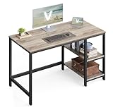 VASAGLE Tisch, Computertisch, Bürotisch, 120 x 60 x 76 cm, moderner Stil, für Arbeitszimmer, Schlafzimmer, Wohnzimmer, Greige-schwarz LWD47MB