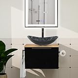 ZealWe Badmöbel Set 2-teilig Waschbecken mit Unterschrank 60 cm mit Handtuchhalter Rollenhalter, Waschtischunterschrank hängend mit Waschtish 53 cm für kleine Gäste WC Waschplatz, Sternenhimmelfarbe