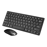 NUOBESTY Kabelloses Ultra dünnes Office Tastatur Maus Ergonomische Funk Tastatur mit Komfortablen Tasten Kompatibel mit PC Tablet und Smartphone Schwarz