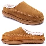 KuaiLu Hausschuhe Damen Filz Memory-Schaum Clog Flauschige Plüsch Warme gefütterte mit Arch Support Slip-On Pantoffeln Frauen mit Fußgewölbestütze Gummisohle Indoor Outdoor Khaki Größe 36