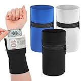 Nogeqi 3 Stück Handgelenk Tasche, Schweissband Mit Reissverschluss, Handgelenktasche Geldbörse Sport, Wristhand Bag Schweißbänder für Laufen Joggen Fußball Radfahren