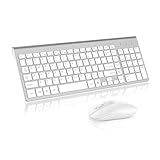 cimetech Wireless Keyboard and Mouse Combo, Compact Full Size Wireless Keyboard and Mouse Set 2.4G Ultra-Thin Sleek Design for Windows, Computer, Desktop, PC, Notebook, Laptop (Silber)