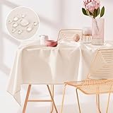 ROOM99 Aura Tischdecke 140 x 260 cm Tischtuch Tafeldecke Fleckschutz Abwaschbar Wasserabweisend Schmutzabweisend Polyester Rechteckig Bankett-Dekoration Ganzjährig Helle Creme
