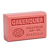 Label Provence Nature Savon de Marseille – Französische Seife aus reinem Bio-Olivenöl und Sheabutter – Calendula-Duft – 125 g