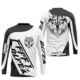 FFFF & OLFEH Herren Motocross Trikot Jersey,Radfahren Jersey Herren Mountainbike Langarm MTB T-Shirt,Shirt Downhill Fahrrad Jersey Schnelltrocknend (Weiß,XL)