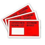 versando basics 1000 Lieferscheintaschen selbstklebend DIN lang rot/schwarz bedruckt: 'Lieferschein/Rechnung'