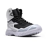 YOUTHUP Herren Outdoorschuhe High Top Sneakers rutschfest Wanderschuhe Sportlich Sicherheitsschuhe Trekkings Shoes, Schwarz + Grau, 40