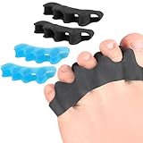 KIRZAX 4 Stück Zehenspreizer Silikon,Hallux Valgus Korrektur,Fußzehen Spreizer,Wiederholbare Waschbare Gel-Zehennagelteiler,Hallux Valgus zu lindern,für Damen und Herren(Schwarz+Blau)