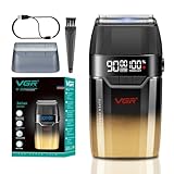 VGR 308 Folienrasierer Herren kabellos, Null Maschine Haare mit Doppelschicht Titan Floating Folie Klinge und 9000RPM Hochleistungsmotor, Kompakter Reiserasierer mit LED Anzeige, USB Aufladung, Gold