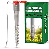 Novatool Eindrehbodenhülsen-Set für Rohre mit Ø 26-65 mm, Bodenhülse Sonnenschirm Pfostenträger Einschraubhülse Boden Schraubhülse, Alternativ zu Bodeneinschlaghülse Einschlagbodenhülse