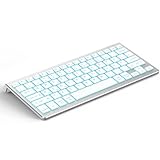 CACOE Deutsche Bluetooth Tastatur Kompatibel Mit iPad A16/10/iPad Air/Pro Tastatur Kompatibel Mit IOS, Android, Windows, Samsung, Lenovo, 7 Farben Beleuchtete, 3 BT Kanäle, Silber
