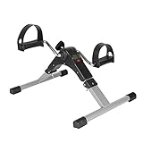 Mini-Heimtrainer, tragbar, mit LCD-Display, Pedalknopf, einstellbarer Widerstand, Beine, Trainingsarm (Silberfarben)