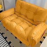 3-in-1 umwandelbares Schlafsofa, verstellbarer Sofasessel mit Seitentaschen, Klappschlafsofa, Stuhl, Bett, Memory-Schaum, Bodencouch, kein Waschen, technischer Stoff, Gelb - A