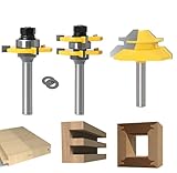 45 Grad Lock Mitre Router Bit, APLUS Holzfräser, Nutfräser + 8 mm Schaft Zungenschaft und Nutfräse Set 3 Zähne in T-Form Cutter aus Holz für Holzarbeiten