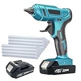 Akku Heißklebepistole,Ersatz für Makita 18V Akku,mit 2x 3.0AH Akku und Ladegerät, 20PCS Klebestifte, Geeignet für Kunsthandwerk, Heimwerken, Basteln, Spielzeug, schnelle Reparaturen