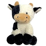 GYHWOFUL Kuscheltier Kuh 22CM, Niedliches Kuh Stofftier Spielzeug, Weiches Flauschiger Schwarz Weiß Kuh Plüschtier, Plüsch Stuffed Animals, Geschenke für Kinder Jungen Mädchen, Home deko Sitzposition