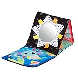 LAMAZE My First Friends Spielmatte, Doppel‑Seiten Baby Aktivitätsteppich, Schwarz‑weiß & Bunte Tiere, Satinbänder, Knisterohren, Spiegel Tasche, Tragbar, Fördert Sinne & Motorik