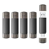 5 Stück USB Stick 64GB 3.0 USB C Stick Mini USBC Stick Metall 2-in-1 USBC 64GB Speicherstick High Speed Wasserdichtes Flash Drive für IOS Android Handy Linux Laptop Schwarz